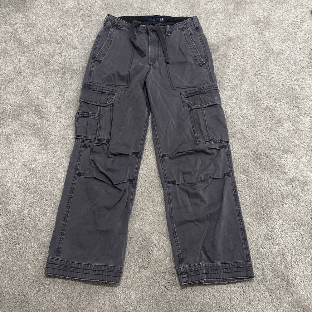 Abercrombie & Fitch Baggy Cargo Pants Men’s Size 29x30 Gray Drawstring